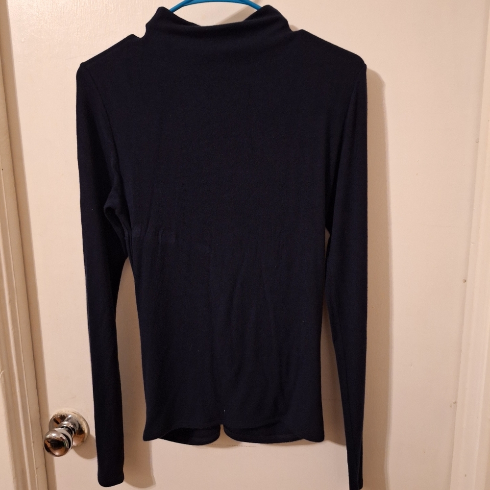 Veronica Beard Theresa Ruched Turtleneck size Medium black - Picture 3 of 6